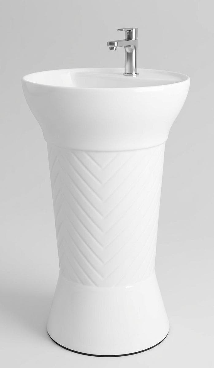 Grand Series One-Piece Ceramic Pedestal Basin - Model 003