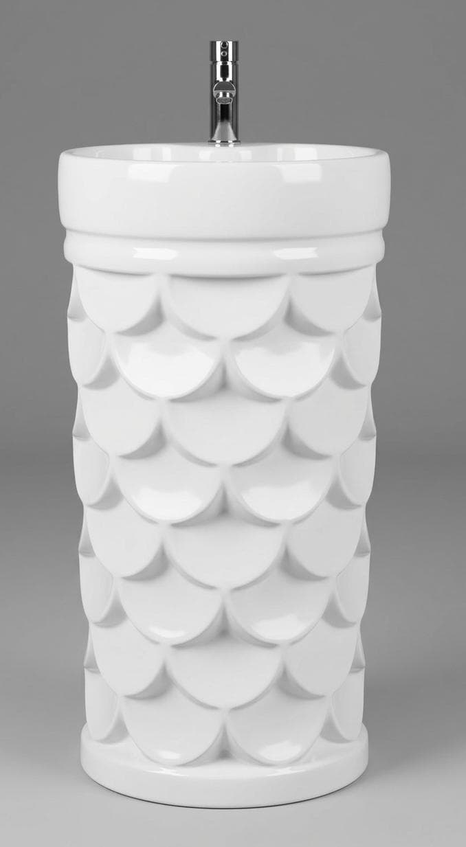 Spark Bubbles Edition One-Piece Ceramic Pedestal Basin