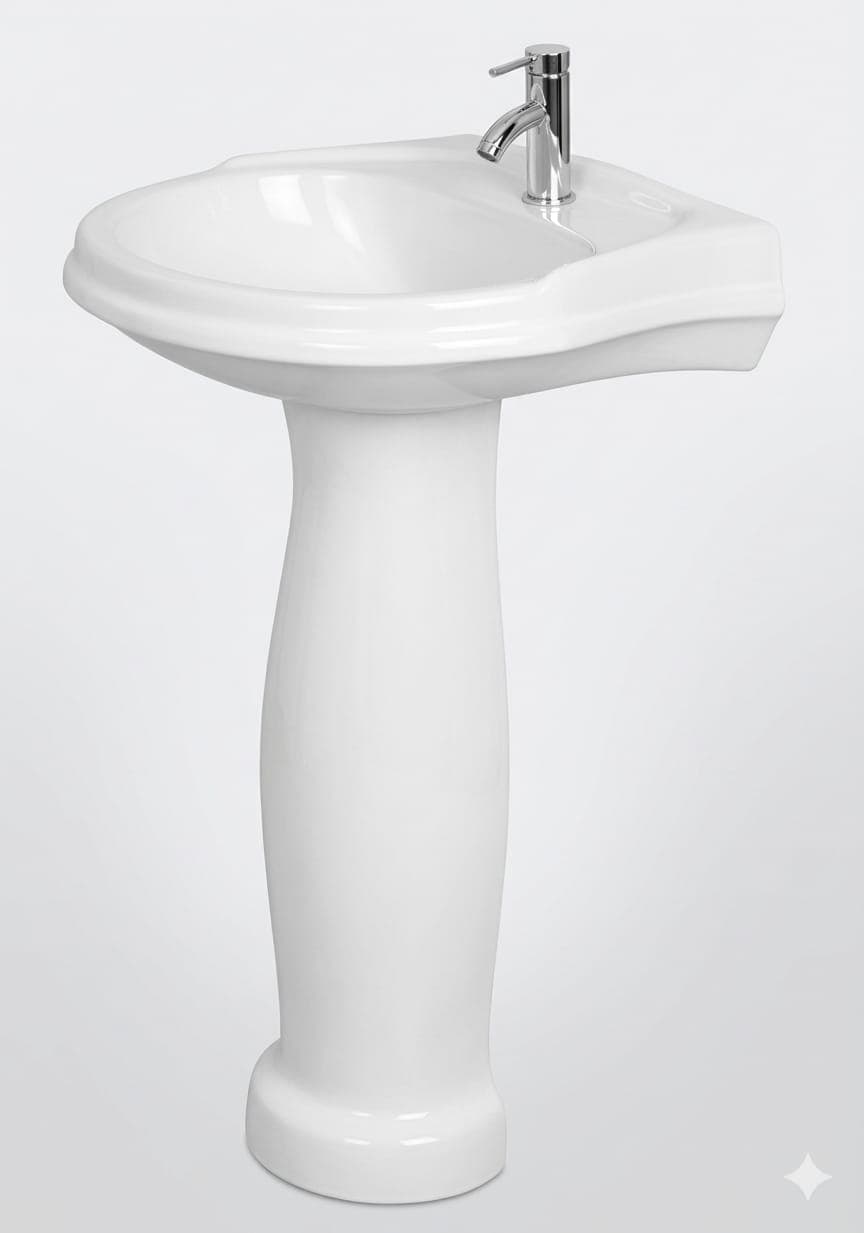 S002 Classic Ceramic Basin with Full Pedestal