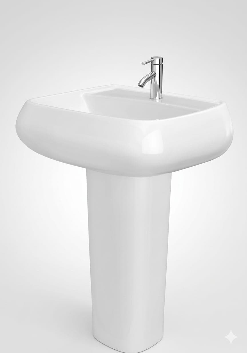 L008 Grand Series Wide Ceramic Pedestal Basin