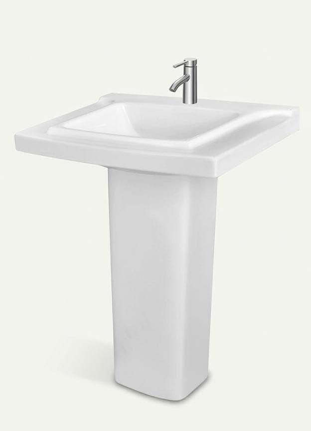 L003 Luxury Wide-Profile Ceramic Pedestal Basin